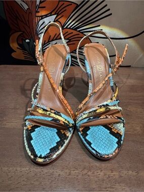Chinese Laundry Multicolor Snakeskin Strappy Heel Sandals
